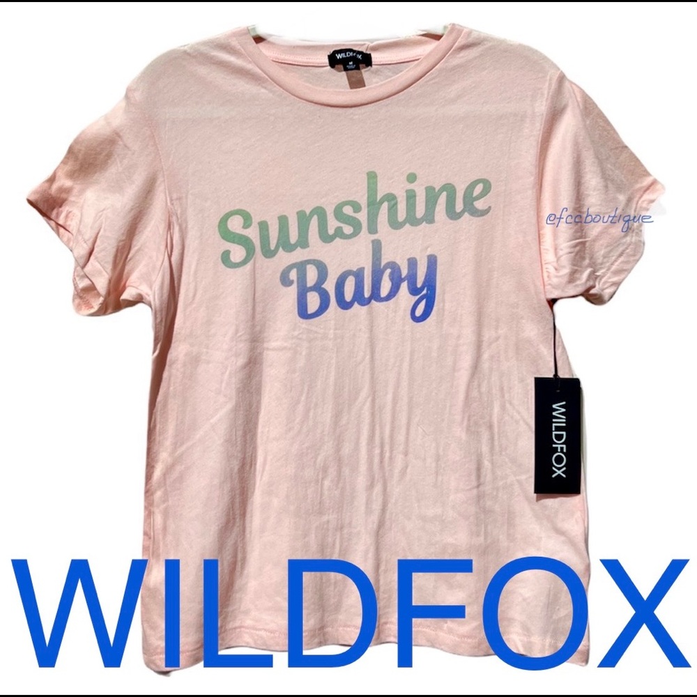 WILDFOX Sunshine Baby keke graphic tee shirt in Pink Salt size L